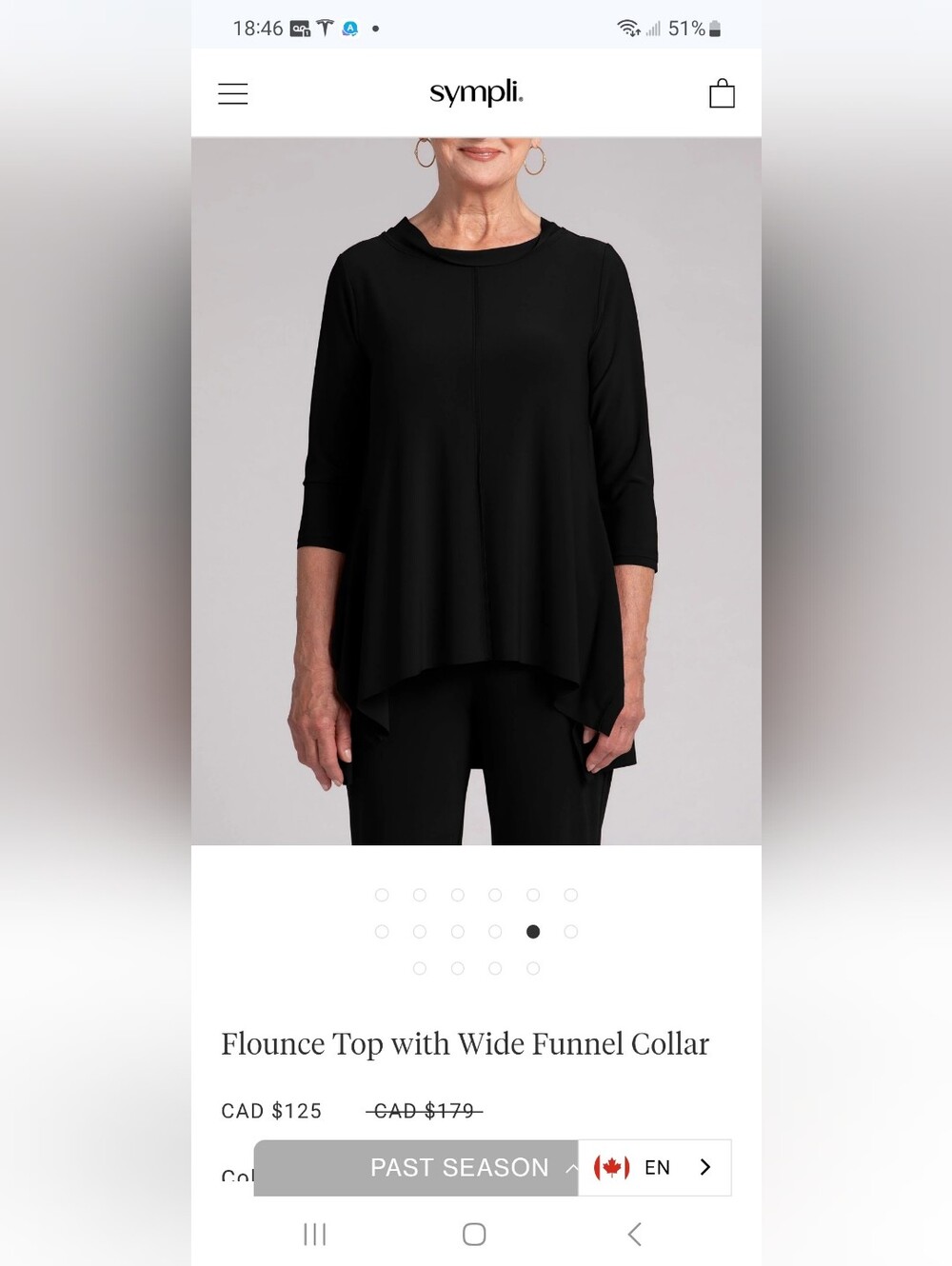 Sympli Black Flounce Top with Wide Funnel Collar in Size 10